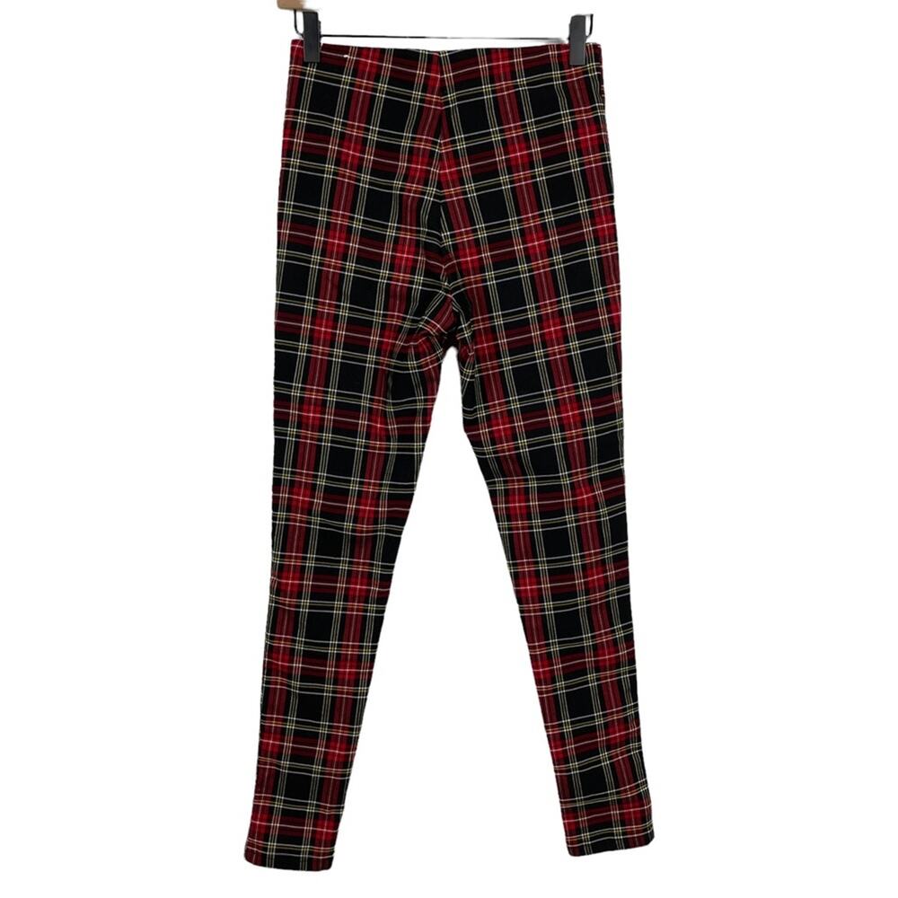 Zara Red Plaid Zip Front High Rise Pants Size Small - Picture 6 of 8